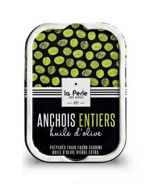 Hela ansjovisar handpackade i extra jungfruolivolja från Frankrike