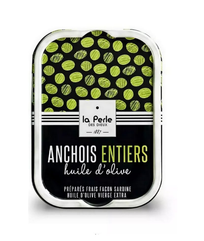 Hela ansjovisar handpackade i extra jungfruolivolja från Frankrike