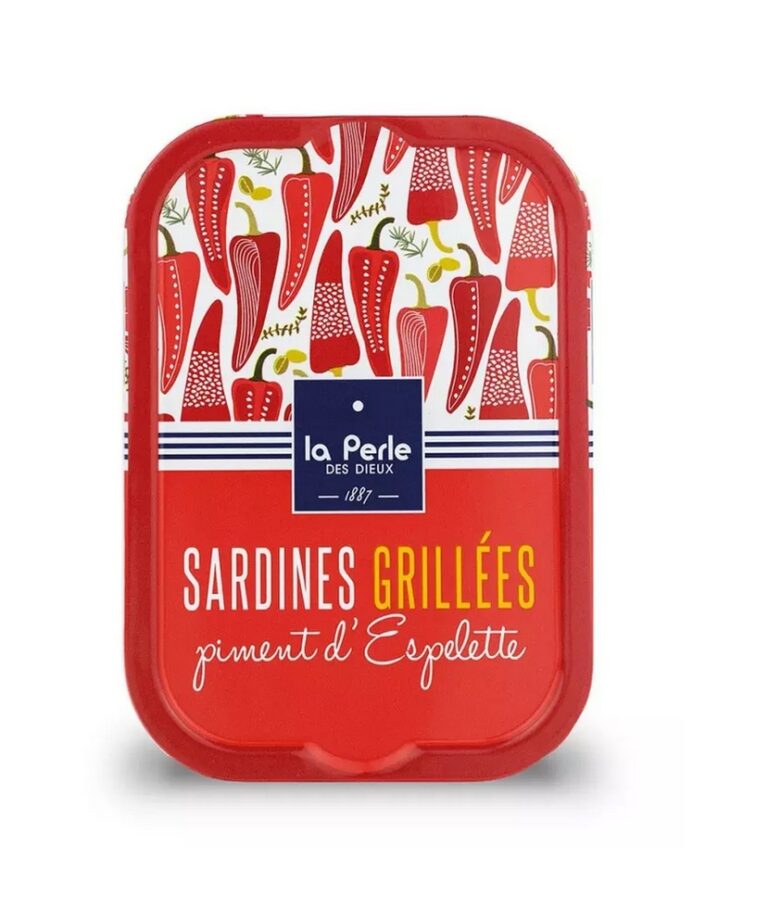 Grillade sardiner med Espelette-chili handpackade i Frankrike