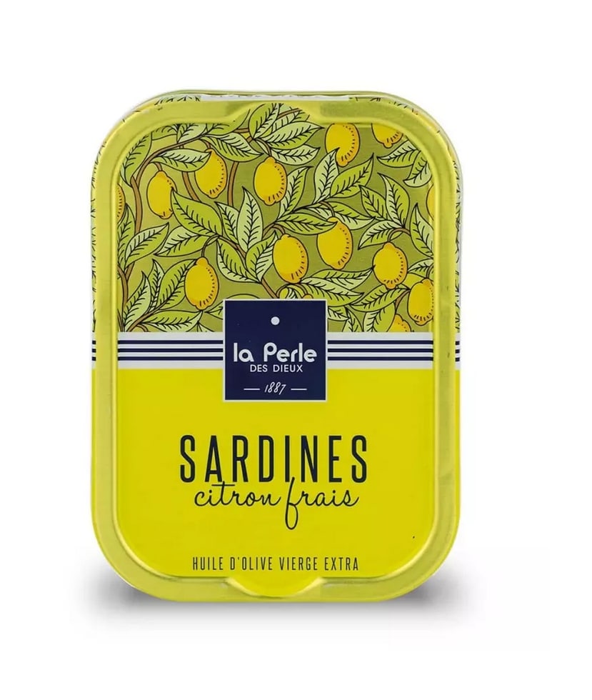 Sardiner med färsk citron och olivolja handpackade i Frankrike