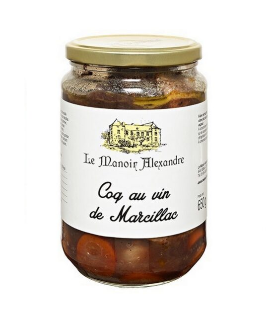 Coq au vin 580g från Manoir Alexandre – fransk gryta med kyckling, vin från Marcillac och grönsaker.