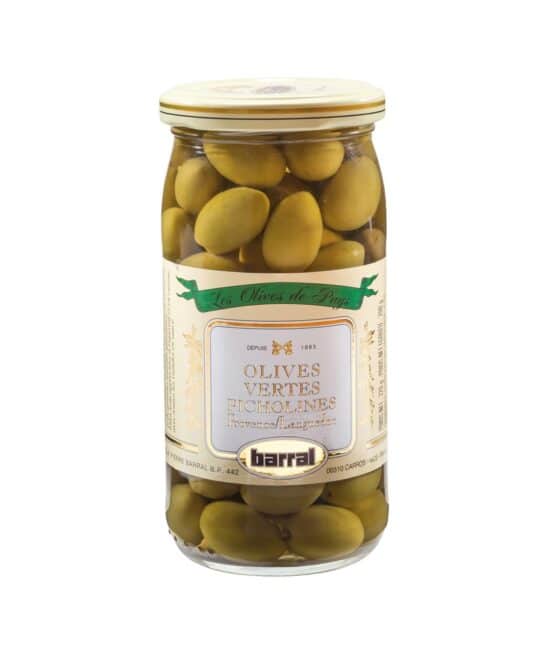 Barral gröna Picholine-oliver i glasburk 230g