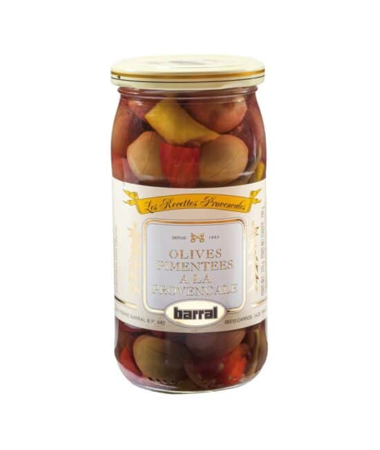 Barral svarta oliver med chili och provensalska örter i glasburk