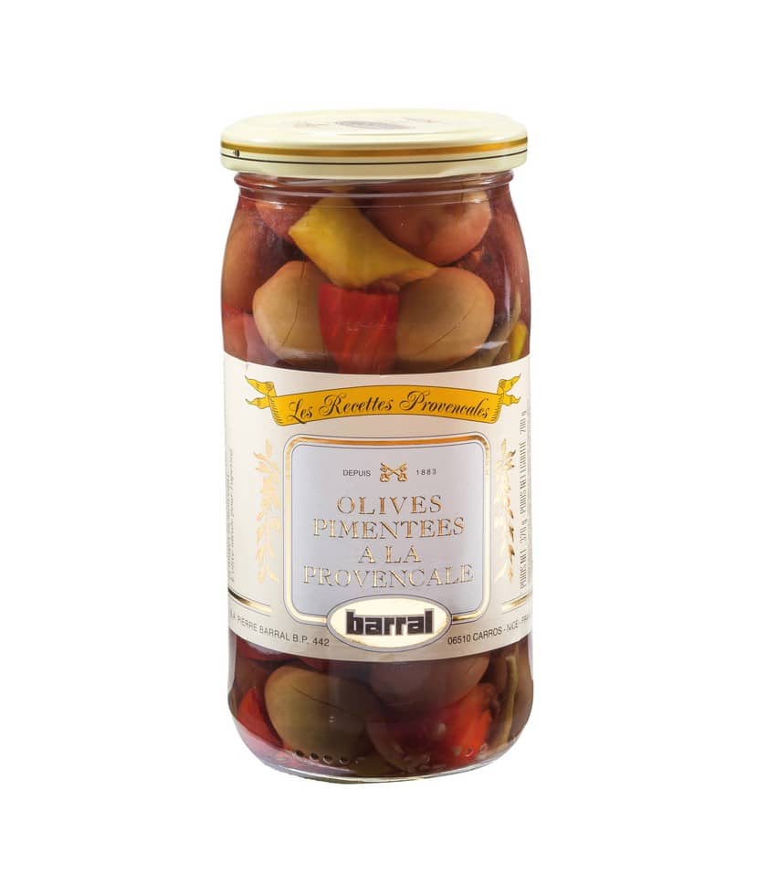 Barral svarta oliver med chili och provensalska örter i glasburk