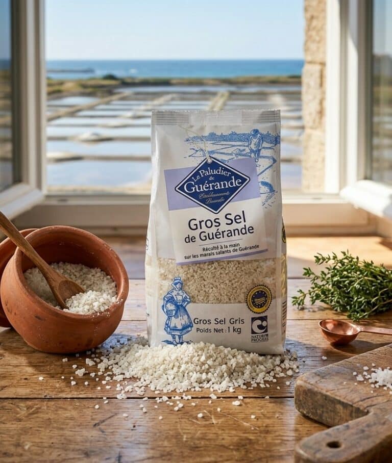 Le Paludier de Guérande Gros Sel Gris 1kg genomskinlig plastpåse med grovt havssalt