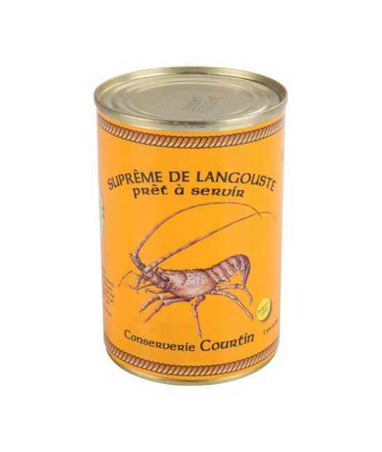 Burk med hantverksmässig langustsoppa från Conserverie Courtin, Bretagne, 400 g, 2 portioner.