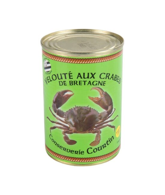 Burk med krabsoppa från Conserverie Courtin, Concarneau, Bretagne, 400 g.