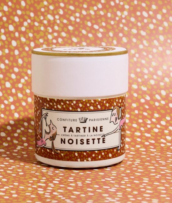Vit 250g burk av Tartine Noisette hasselnötskräm från Confiture Parisienne.